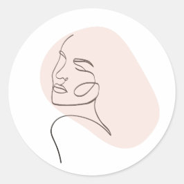 ワンラインウーマン顔スケッチ ラウンドシール