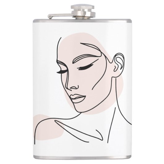 ワンラインウーマン顔スケッチNo2 フラスク (正面)