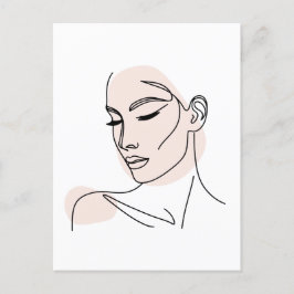 ワンラインウーマン顔スケッチNo2 ポストカード