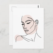 ワンラインウーマン顔スケッチNo2 ポストカード (正面/裏面)