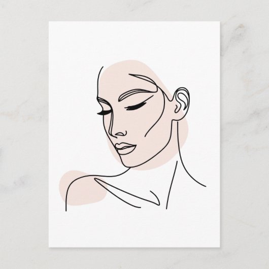 ワンラインウーマン顔スケッチNo2 ポストカード (正面)