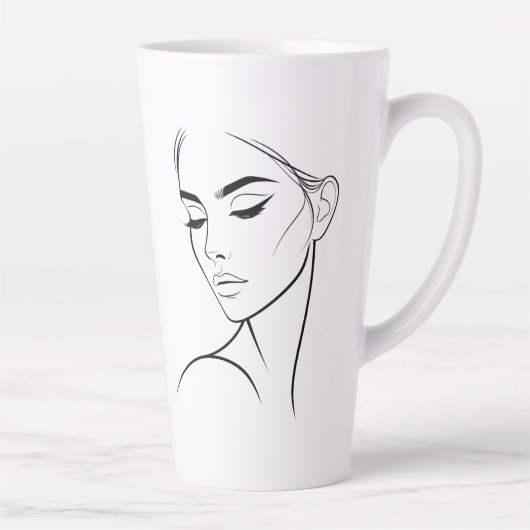 ワンラインウーマン顔スケッチNo3 カフェラテマグ (右)