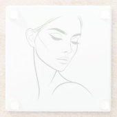 ワンラインウーマン顔スケッチNo3 ガラスコースター (裏面)