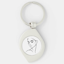 ワンラインウーマン顔スケッチNo3 キーホルダー
