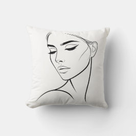 ワンラインウーマン顔スケッチNo3 クッション