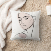 ワンラインウーマン顔スケッチNo3 クッション (ブランケット)