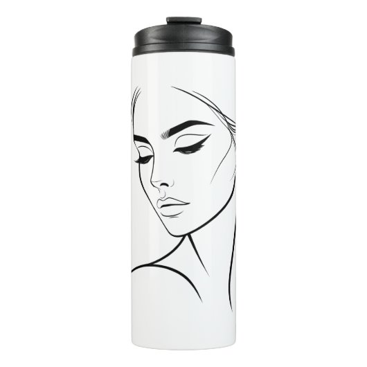 ワンラインウーマン顔スケッチNo3 タンブラー (正面)