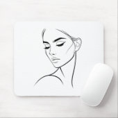 ワンラインウーマン顔スケッチNo3 マウスパッド (マウス)