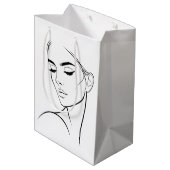 ワンラインウーマン顔スケッチNo3 ミディアムペーパーバッグ (裏面アングル)