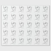 ワンラインウーマン顔スケッチNo3 ラッピングペーパー (フラット)