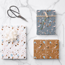 ワンラインパターンラインアートラッピング紙