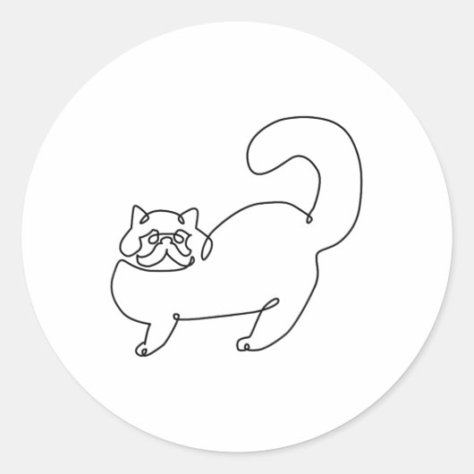 ワンラインペルシャ猫タトゥー_1 ラウンドシール (正面)