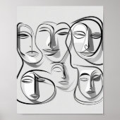 ワンラインミニマル顔スケッチ ポスター (正面)
