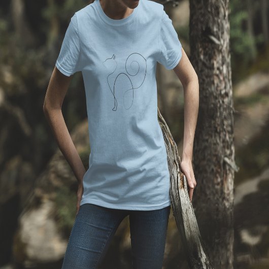 ワンライン・ドローイングアートの猫 Tシャツ