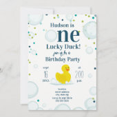 ワンラッキーアヒルの最初の誕生日パーティー 招待状 (正面)