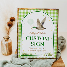 ワンラッキーアヒルの誕生日パーティーテーブルの看板 ポスター