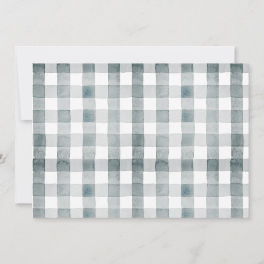 ワンラッキーアヒル水彩少年1歳の誕生日の写真 招待状 (裏面)