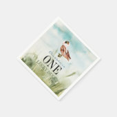 ワンラッキーアヒル水彩少年1歳の誕生日 スタンダードカクテルナプキン (角)