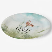 ワンラッキーアヒル水彩少年1歳の誕生日 ペーパープレート (アングル)