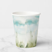 ワンラッキーアヒル水彩少年1歳の誕生日 紙コップ (裏面)