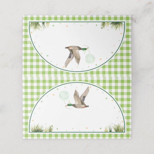 ワンラッキーアヒル緑の誕生日フードテント プレイスカード (外部開封)