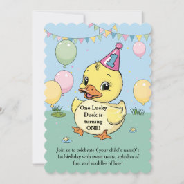 ワンラッキーアヒル誕生日キッズワン 案内状