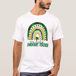 ワンラッキーエレメンタル先生レインボーSt patricksD Tシャツ