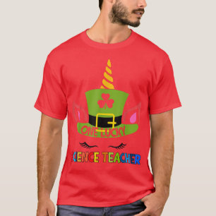 ワンラッキーサイエンス先生ユニコーン顔St patricks Tシャツ