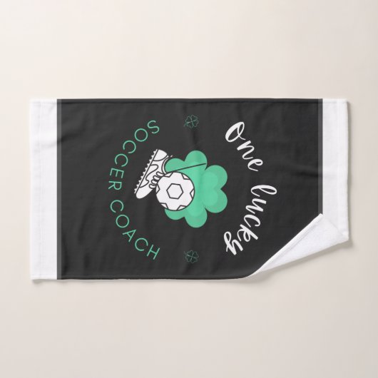 ワンラッキーサッカーコーチユーモアおもしろい引用文ブラックおもしろい ハンドタオル (ハンドタオル)