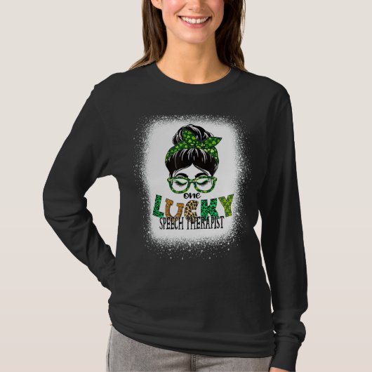 ワンラッキースピーチセラピスト漂白St patricksダ Tシャツ (正面)