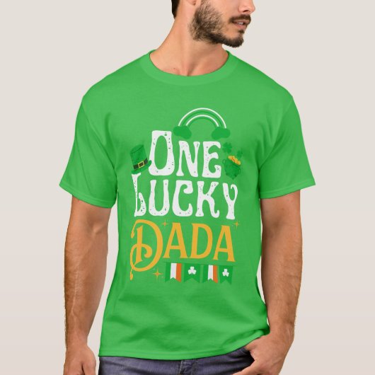 ワンラッキーダダSt patricks dayアイリおもしろいッシュ Tシャツ (正面)