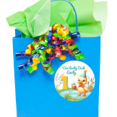 ワンラッキーダックガール1st誕生日パーティー ラウンドシール