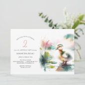 ワンラッキーダックガール2nd誕生日招待状 招待状 (スタンド正面)