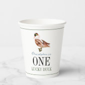 ワンラッキーダッククラシック少年1歳の誕生日 紙コップ (正面)