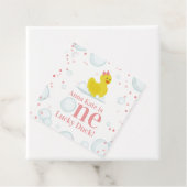 ワンラッキーダックピンクの最初の誕生日パーティー フェイバータグ (インサイチュ)