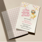 ワンラッキーダックファースト誕生日招待状 招待状