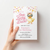 ワンラッキーダックファースト誕生日招待状 招待状