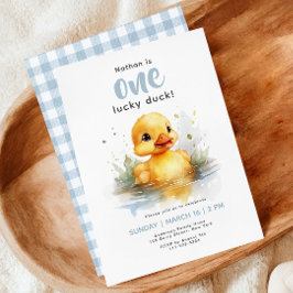 ワンラッキーダックファースト誕生日招待状 招待状