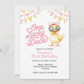 ワンラッキーダックファースト誕生日招待状 招待状 (正面)