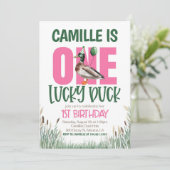 ワンラッキーダックファースト誕生日 招待状 (スタンド正面)