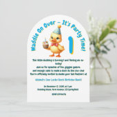 ワンラッキーダックフォトガーリー子供の誕生日 招待状 (スタンド正面)