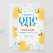 ワンラッキーダックボーイの誕生日パーティー 招待状 (正面)