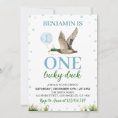 ワンラッキーダックボーイ誕生日招待状 招待状 (正面)