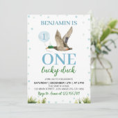 ワンラッキーダックボーイ誕生日招待状 招待状 (スタンド正面)