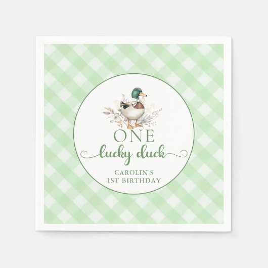 ワンラッキーダックボーイ1stバースデーナプキンス スタンダードカクテルナプキン (正面)