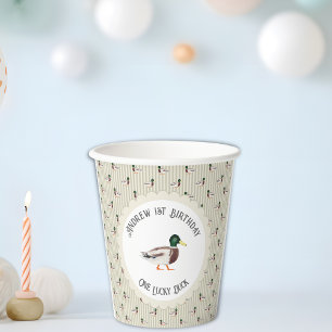 ワンラッキーダックマラード1歳の誕生日 紙コップ