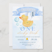 ワンラッキーダックラバーダック1st誕生日 招待状 (正面)