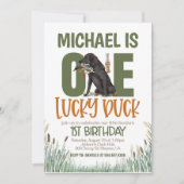 ワンラッキーダック狩りファースト誕生日 招待状 (正面)