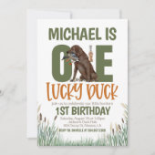ワンラッキーダック狩りファースト誕生日 招待状 (正面)