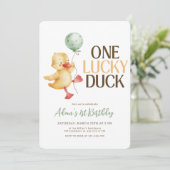ワンラッキーダック誕生日招待状子供の誕生日 招待状 (スタンド正面)